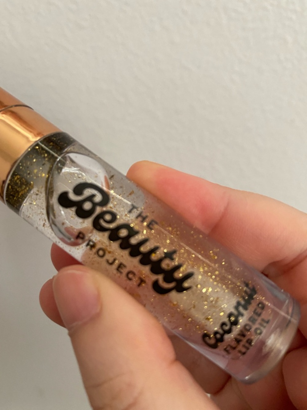 Beauty Project Clear Glitter Lip Oil with Gold Flakes